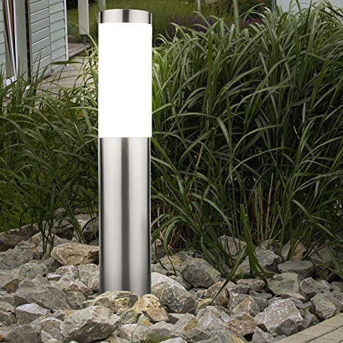 LED Sockel Leuchte Außen Edelstahl Terrassen Wege Steh Lampe Garten Strahler silber