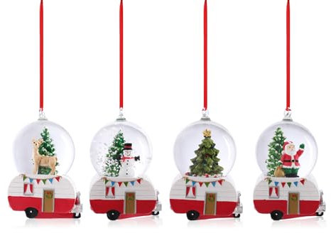 Taman Weihnachtsschmuck, 4 Stück, Schneemann, Weihnachtsmann, Weihnachtsbaum, Elch, Schneekugel, hängende Ornamente für Weihnachtsbaum, Innenbereich, Urlaub, Party, Geschenkdekorationen