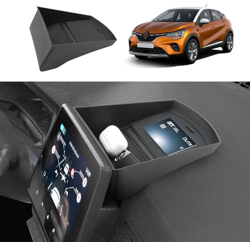 Coleya Scatola Portaoggetti del Cruscotto Centrale Compatibile con Renault Captur 2 2019-2024, Console Centrale Portaoggetti, Organizer per Console Centrale con Tappetino Nero