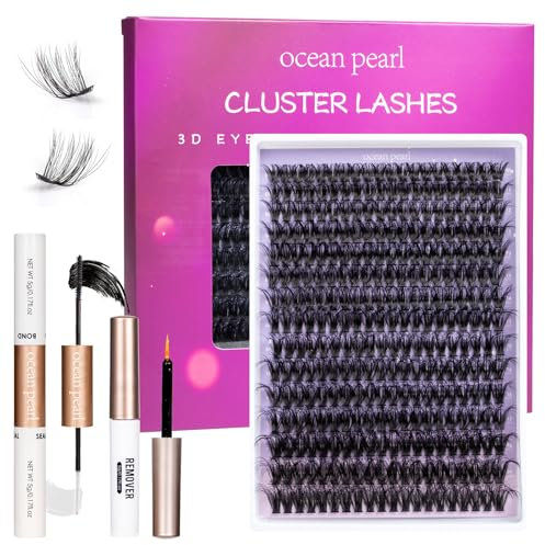 Lash Extension Set 300PCS Wimpern Cluster 10-20mm DIY Wimpern Extensions Set 60D KüNstliche Wimpern Einzelne Wimpern mit Wimpernkleber und Pinzette füR AnfäNger WimpernverläNgerung zu Hause-60D