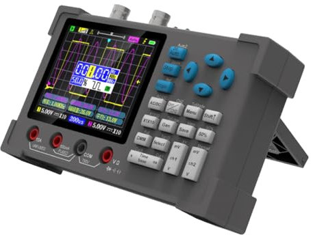 Mini multimetro digitale a doppio canale avanzato per oscilloscopio, letture chiare, interfaccia intuitiva e accessori completi, compatto 14,5 x 8,6 x 3,3 cm