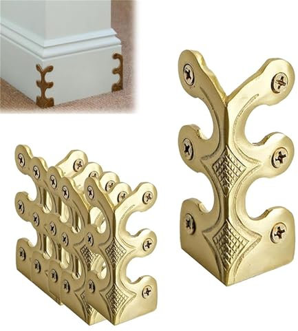 5X Antike Möbel-Ecken, Schutz-Ecken, Eck-Schützer, Kanten-Schutz, Beschläge für Kisten Boxen Möbel Regal Tisch, Golden Gold Messing Optik, Jede Inklusive 6 Nägel (5)