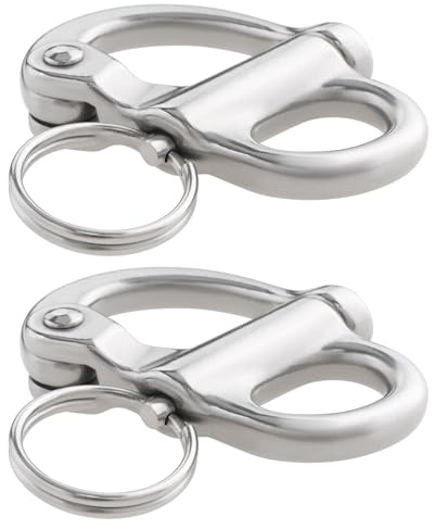 ECSiNG Lot de 2 manilles fixes en acier inoxydable 316 à dégagement rapide pour bateau, camion, camionnette, caravane, remorque, 52 mm