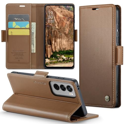 Phernykas Handyhülle für Oppo Reno 12 Hülle Leder,Magnetische Klapphülle mit kartenfach und Standfunktion Smartphone Schutzhülle Lederhülle Oppo Reno 12 Flip Book Case (Braun)