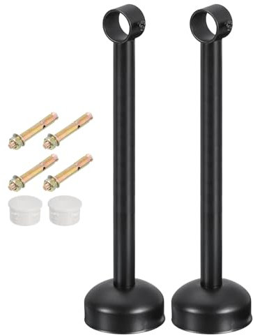 QUARKZMAN 2 Set Supporto Bastone Tenda Soffitto, Adatto a Tubo 25mm/0.98 Lunghezza 300mm/11.81 Ganci Asta Bastoni per Tende Acciaio Inossidabile per Pareti Armadio Tubo Asta Tenda, Nero
