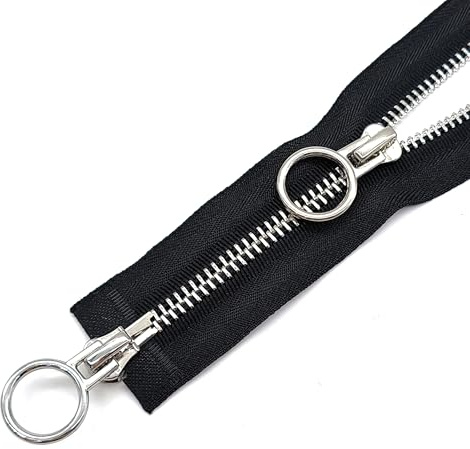 XCSJ #5 Reißverschluss,Metall Reißverschluß 2 Wege teilbar (Schwarz, 80 cm) | Reissverschluss Nähen Reißverschluss für Jacken, Mantel, Daunenjacke , Koffer, Zelt, Tasche , Diy Nähen Craft