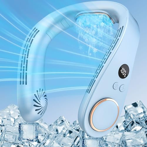 Best Portable Neck Fan-Cooling Plate Neck Fans Rechargeable Battery Operated Air Conditioner,Fanless Wearable Neck Cooler,Hanging Ac Fan That Goes Around Your Neck,New Women Men Gifts Birthday Blue