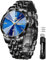 OLEVS Herrenuhr Wasserdicht aus Edelstahl mit Diamanten – Luxus Business Quarz-Armbanduhr mit Leuchtzeigern Datum/Wochentag Zweifarbigem Design Elegante Freizeit- und Anzugsuhr, Geschenk für Männer