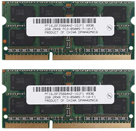 Janasiba 2 x DDR3 2 GB de memoria para portátil 2RX8 PC3-8500S 1066 MHz 204 Pin 1.5 V Notebook RAM
