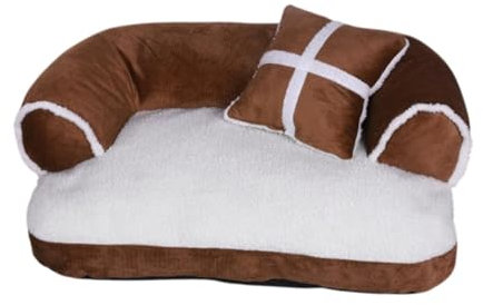 Baoblaze Hund Couch Bett Haustier Bett weich bequem mit waschbarer Abdeckung, tragbare U -Form für Hunde Welpe Innenkatzen, Weiß Braun