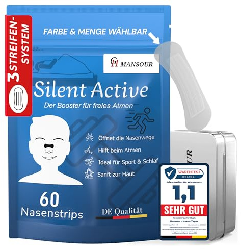 60x Premium Medizinische Latexfreie Nasenpflaster in Hautfarbe Nasenstrips gegen Schnarchen besser Atmen bei einer verstopften Nase Nasal Strips Extra stark für Sport und besseren Schlaf