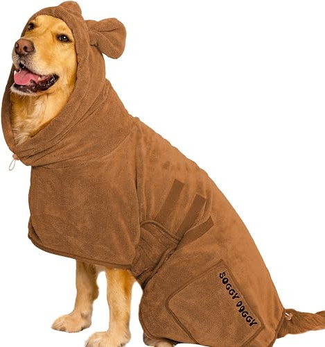 SOGGYDOGGY® UK: Luxuriöser Hunde-Trockenmantel, super saugfähiger Mikrofaser-Hundemantel mit Kapuze, schnell trocknend in Minuten, dicker und weicher Bademantel – Bad, Bräutigam und Reisen, bedeckt
