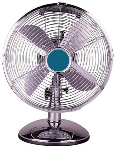 Trade Shop - Ventilatore da Tavolo Vintage Silver 40w con 4 Pale in Alluminio Cavo 1,8mt 6506012 -