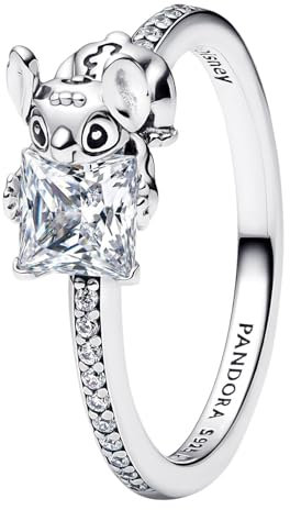 PANDORA Disney Stitch & Stone 193740C01 - Anello da donna, 56/17,8, Argento sterling, Zirconia cubica