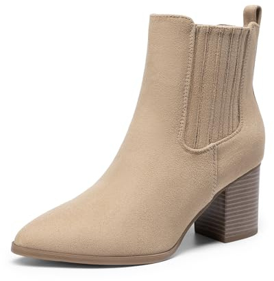 DREAM PAIRS Women's Boots Chunky Heel Ankle Booties Shoes,Size 6.5,Nude,DWUMAB2535