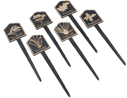 Herbs Sign Marker Label Cast Iron Plant Plaque Garden Yard Allotment 6pc