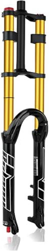 DECAKE Fourche à Suspension pneumatique pour vélo de Montagne 27,5 et 29, Fourche à Double épaulement, Tube Droit 1-1/8, Frein à Disque, Fourche Avant, débattement 9 x 100 mm, Rebond 1
