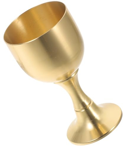 ULTECHNOVO Messing Kelch Tasse für Kommunion und Festliche Anlässe Vintage Stil Goldfarben Bequem zu Halten und Leicht zu Reinigen für Wein und Tee zu Hause