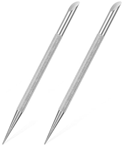 Clofiak 2Pcs Nail Cleaning Cuticle Stick Tool, Stainless Steel Cuticle Pusher, Nail Polish Remover tool, Professional Pedicure Nail Art Care Portable Nail Cleaner for Fingernails Toenails Manicure