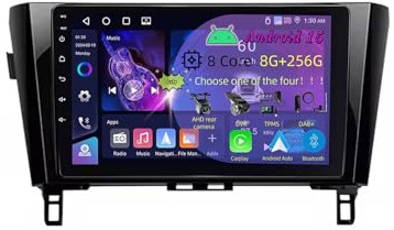 9 Pulgadas Doble DIN Android 15 Radio de Coche para Nissan X-Trail 3 T32 Qashqai J11 2 2014-2020 con CarPlay Cámara de Respaldo Controles del Volante Bluetooth GPS Navi Enlace al Espejo(C1 2+32G)