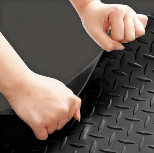 Moubhjd Noppen Gummimatte Meterware Schutzmatte Noppenmatte Bodenmatte Flachnoppen rutschfest Gummiläufer für Fabrik, Garage, Werkbank(Size:160x500cm)