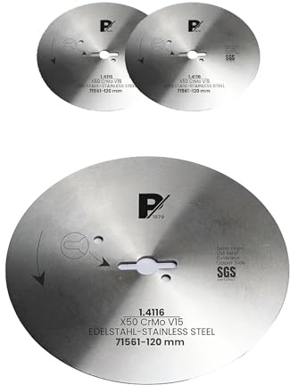 Pirge Kreismesser Kompatibel mit Tandır und Dibek 120 mm - Schärfstes Dönermesser aus Edelstahl in Premium Qualität (Glatt 3 TLG - 120 mm)