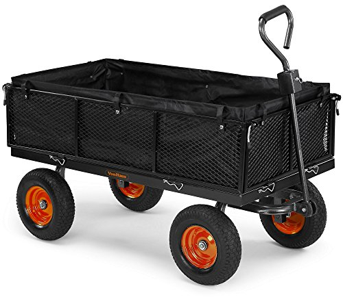 VonHaus Garden Cart – Trolley, Trailer, Truck, Utility Wagon with Wipe Clean Lining, Mesh Panels, Steel Frame, 600kg Weight Capacity – Heavy Duty for Outdoors, Festivals, Tools, Plants, Logs, Camping