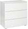 Kommode mit 3 Schubkästen (B/H/T: 80 x 80 x 45 cm) griffloses Design, weiß matt