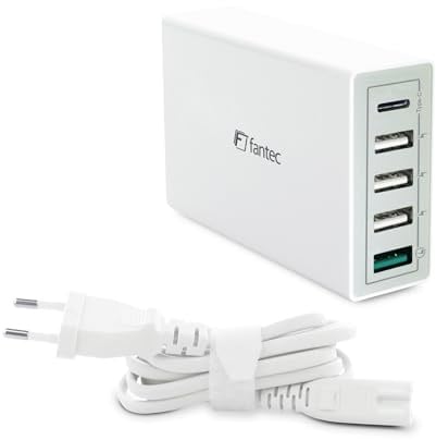 FANTEC QC3-A51 Quick Charge 3.0 Ladegerät und 5X USB Anschlüssen mit 40W weiß