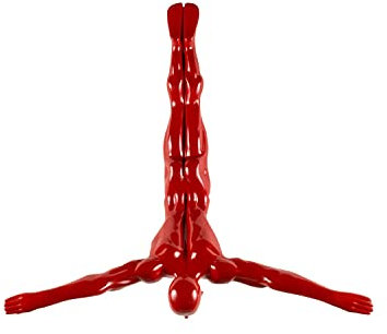 KunstLoft Skulptur modern | 100% HANDGEFERTIGT | 53x56x24cm | Kunststein Statue 'Diving Man' | Menschen | Rot | Deko Figur Wohnzimmer