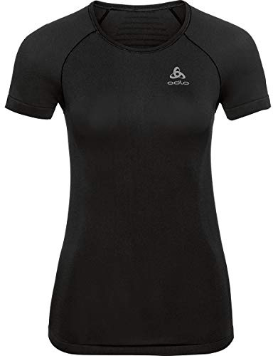 Odlo Damen BL TOP Crew Neck s/s Performance X-Light, Black, M, schwarz