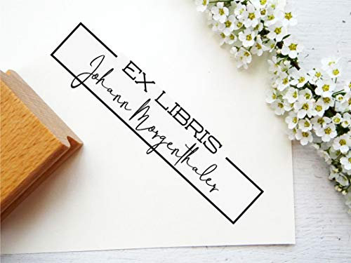 Stempel ex libris, Lesezeichen mit Wunschinitialen oder Set zum Vatertag, zu Weihnachten, schönes Herrengeschenk