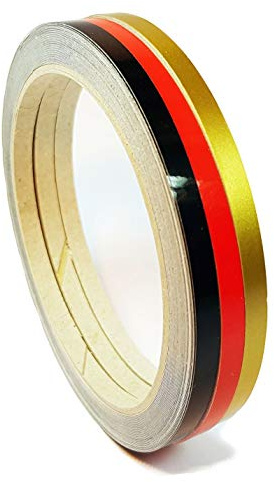 siviwonder Zierstreifen - Deutschland schwarz rot Gold Glanz in je 5 mm Breite und 10 m Länge Folie Aufkleber für Auto Boot Jetski Modellbau Klebeband Dekorstreifen Germany Fahne