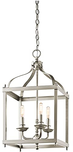 Licht-Erlebnisse Edle Hängeleuchte THOREN in Nickel eckig verstellbar Rustikal Design Lampe 3-flmg Esszimmer Wohnzimmer
