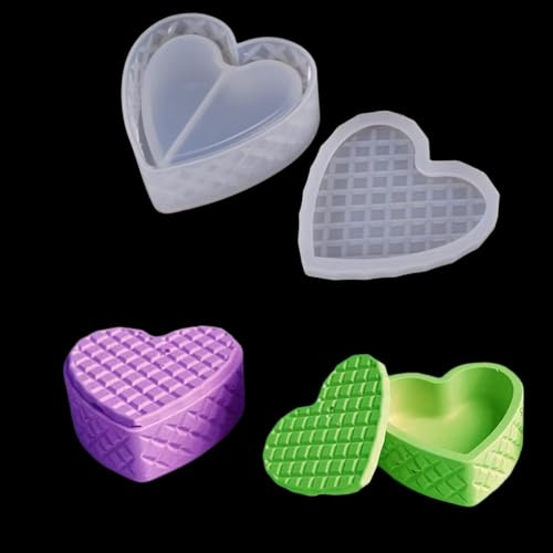 Finelnno Moule Silicone Resine Epoxy Boîte de Rangement Coquille de Stockage Cœur de Maquillage pour Coulée De Bijoux Porte-Stylo Bougeoir Plateau