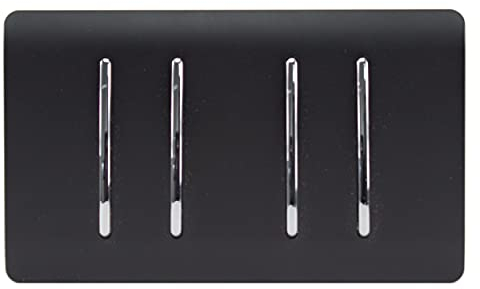 Trendi 4 Gang 2 Way Rocker Double Plate Light Switch in Matt Black