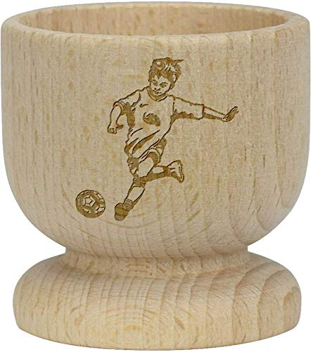 'Child Playing Football' Wooden Egg Cup (EC00016061)