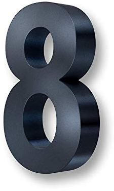 Metzler 3D Hausnummer in Anthrazit aus Stahl - Hausnummer mit Pulverbeschichtung in Feinstruktur 7016 Anthrazitgrau matt - Höhe 20cm / Tiefe 3,5 cm - inkl. Montagematerial - Ziffer 8