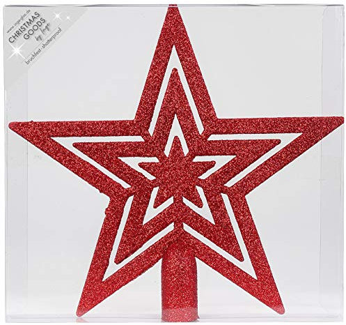 Inge Christmas Goods Weihnachtsbaumspitze Stern | Sternförmige Christbaumspitze 21cm | Baumspitze Sternspitze (rot)