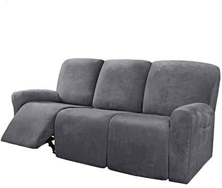 Honeyhouse Sofabezug, 8 Stück Velvet Plüsch Schonbezug Strecken Sofa Überwurf Weich Dick Sofahusse Waschbare Möbel Protector für 3 Sitzer