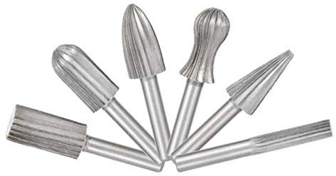 Marhynchus 6pcs limas giratorias, rodamiento de acero, brocas de lima de perforación giratorias, cuchillo de grabado, perforación para trabajar la madera DIY(gris)