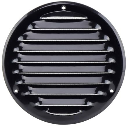 Steinberg14 Rejilla de Ventilación Redonda 125mm - Chapa de Acero - Negro con Mosquitera - Rejillas de Ventilación - Rejilla de Salida de Aire