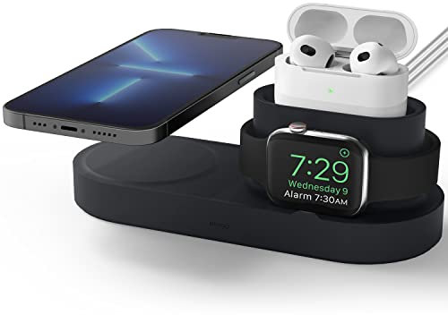 elago 3 in 1 Ladestation Kompatibel mit MagSafe Ladegerät Kompatibel mit iPhone 17/16/15/14/13/12 Kompatibel mit Apple Watch und AirPods 4/3/ Pro 1/2/3 [Ladegerät Nicht enthalten]