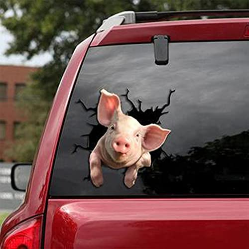 Aufkleber Auto,3D Lustige Tier Kuh Hund Schwein Pferd Selbstklebende Autoaufkleber Fensteraufkleber Dekorativer Aufkleber für Auto Schlafzimmer Motorrad Fahrrad Boot,Andere Glatte Oberflächen,pig03
