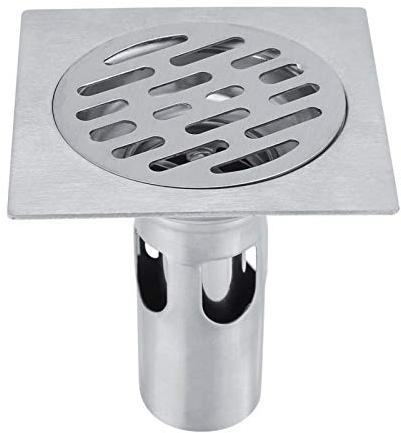 BORDSTRACT Scarico a Pavimento per Doccia, Griglia Quadrata in Acciaio Inox Antiodore e Antiruggine, Valvola di Scolo con Filtro Rimovibile, per Bagno, Cucina, Giardino, Vasca da Bagno