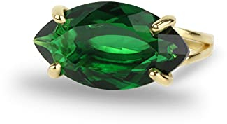 Anemone Schmuck Gold Natur Smaragd Ring - Elegante Marquise Ringe für Frauen - Grüner Stein Modeschmuck - Handwerker Statement Ring - Mai Geburtsstein Ringe - Wählen Sie Ihre Ringgröße