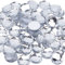 FINGERINSPIRE 60 Stück 25 mm flache Rückseite, runde Acryl-Strasssteine mit Behälter, klare, selbstklebende Kristallkreise, Edelsteine, funkelnde Kunststoffaufkleber für Kostüme, Cosplay, Juwelen,
