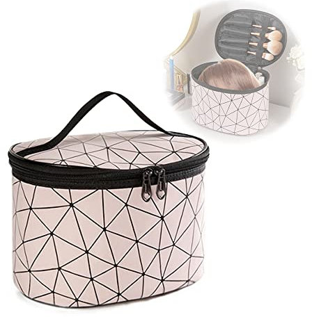 Bemaxy Tragbare Aufbewahrungsbox für Perücken, Haarverlängerung, Zubehör, Reiseetui, Make-up-Werkzeug, Organizer zur Aufbewahrung von Haarteilen, Dekorationen, Rosa