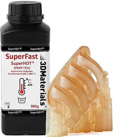SuperHDT Resina per stampante 3D, temperatura di deflessione massima del calore 240°C, Prodotta in Corea da 3DMaterials (500g, Ambra)