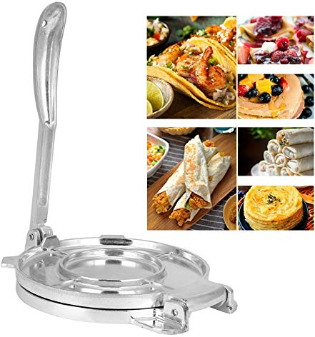 Tortilla Press - 8 Inch, Manual Tortilla Maker - Pataconera for Flour Tortilla, Roti, Tawa or Dosa - Aluminum Alloy